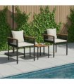 vidaXL Outdoor Furniture Set Black and Cream White Poly Rattan — Model: 2x chair +1x table