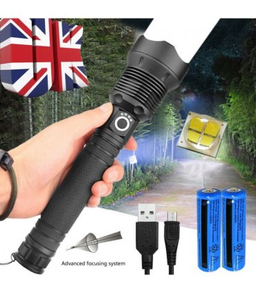 USB Recharge LED Flashlight 3 Lighting Modes Outdoor Camping Hiking Flashlight Work Light