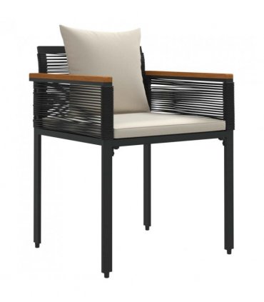 vidaXL Outdoor Furniture Set Black and Cream White Poly Rattan — Model: 2x chair +1x table