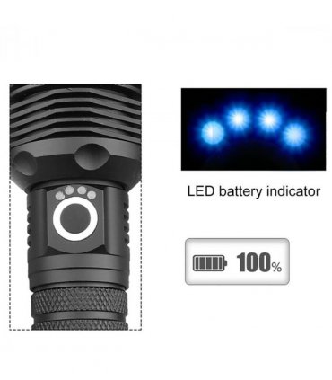 USB Recharge LED Flashlight 3 Lighting Modes Outdoor Camping Hiking Flashlight Work Light