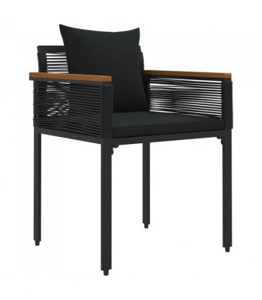 vidaXL Outdoor Furniture Set with Cushion Black Poly Rattan — Model: 2x chair +1x table