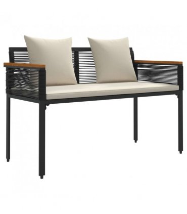 vidaXL Outdoor Furniture Set Black and Cream White Poly Rattan — Model: 1x bench +2x chair +1x table