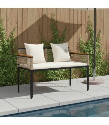 vidaXL Outdoor Bench Beige and Cream White 117 x 54 x 74.5 cm