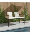 vidaXL Outdoor Bench Beige and Cream White 117 x 54 x 74.5 cm