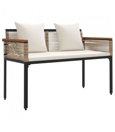 vidaXL Outdoor Bench Beige and Cream White 117 x 54 x 74.5 cm