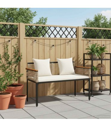 vidaXL Outdoor Bench Beige and Cream White 117 x 54 x 74.5 cm