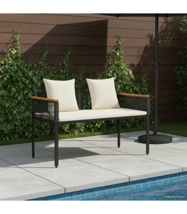 vidaXL Outdoor Bench Black and Cream White 117 x 54 x 74.5 cm