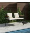vidaXL Outdoor Bench Black and Cream White 117 x 54 x 74.5 cm