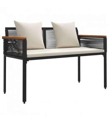 vidaXL Outdoor Bench Black and Cream White 117 x 54 x 74.5 cm
