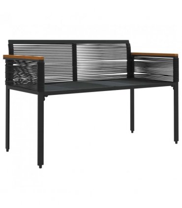 vidaXL Outdoor Bench Black and Cream White 117 x 54 x 74.5 cm