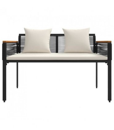 vidaXL Outdoor Bench Black and Cream White 117 x 54 x 74.5 cm