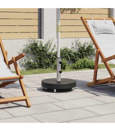 vidaXL Parasol Base | Black | Granite, Stainless Steel | 30 kg | Rollable