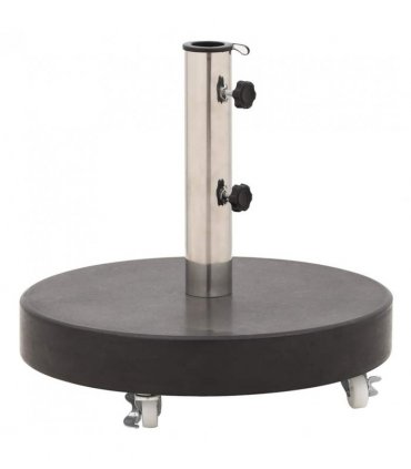 vidaXL Parasol Base | Black | Granite, Stainless Steel | 30 kg | Rollable