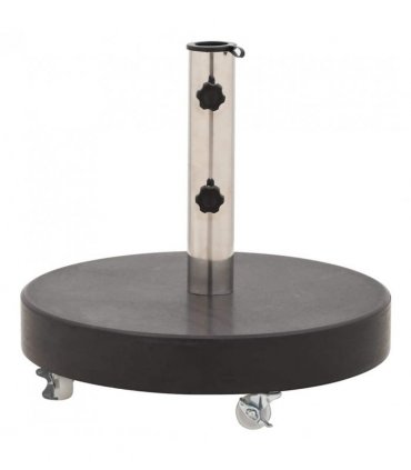 vidaXL Parasol Base | Black | Granite, Stainless Steel | 30 kg | Rollable
