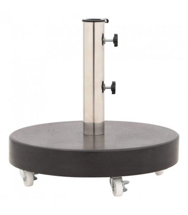 vidaXL Parasol Base | Black | Granite, Stainless Steel | 30 kg | Rollable