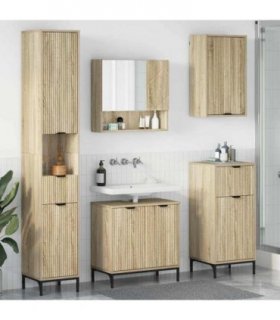 vidaXL Bathroom Furniture Set Sonoma Oak Engineered wood, Metal