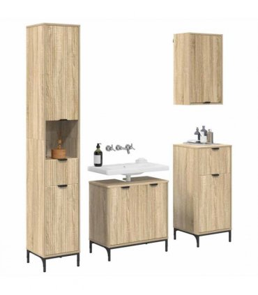 vidaXL Bathroom Furniture Set Sonoma Oak Engineered wood, Metal