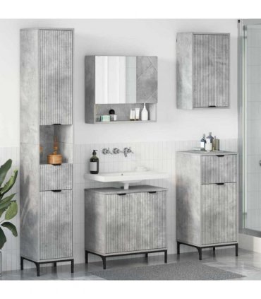 vidaXL Bathroom Furniture Set Concrete Grey Engineered wood, Metal