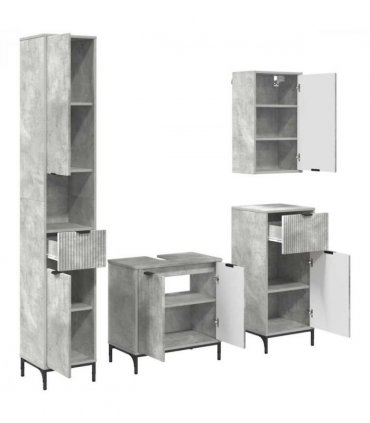 vidaXL Bathroom Furniture Set Concrete Grey Engineered wood, Metal