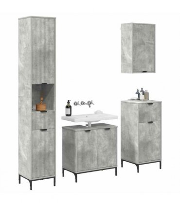 vidaXL Bathroom Furniture Set Concrete Grey Engineered wood, Metal
