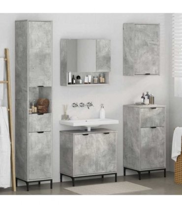 vidaXL Bathroom Furniture Set Concrete Grey Engineered wood, Metal