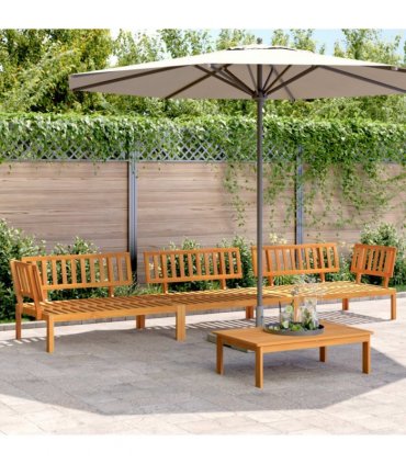 vidaXL Pallet Sofa Set | Natural acacia | Solid acacia wood | Large | Modular — Model: 2x corner + middle + table