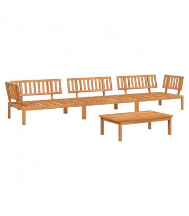vidaXL Pallet Sofa Set | Natural acacia | Solid acacia wood | Large | Modular — Model: 2x corner + middle + table