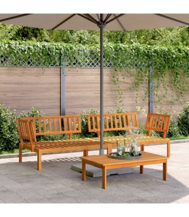 vidaXL Garden Pallet Corner Sofa | Natural wood | Solid acacia wood | Large — Model: 2x corner
