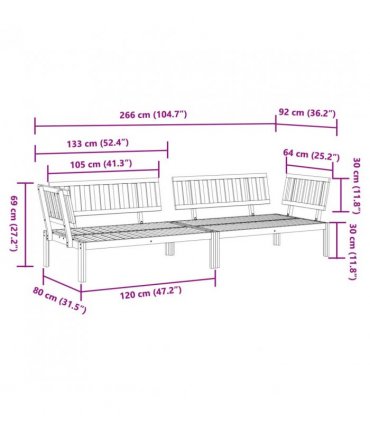 vidaXL Garden Pallet Corner Sofa | Natural wood | Solid acacia wood | Large — Model: 2x corner