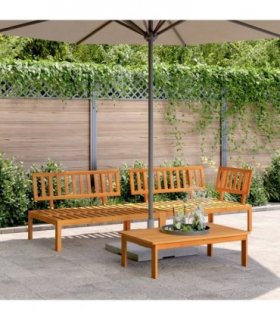 vidaXL Pallet Sofa Set | Natural Wood | Solid acacia wood with an oil finish — Model: corner + middle + table