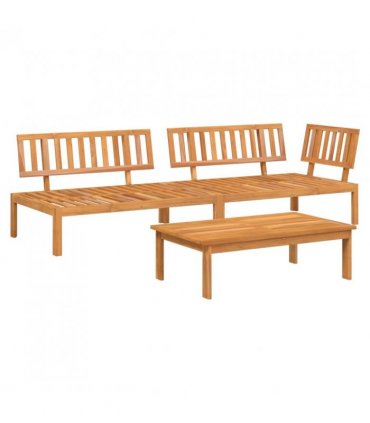 vidaXL Pallet Sofa Set | Natural Wood | Solid acacia wood with an oil finish — Model: corner + middle + table