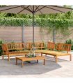 vidaXL Pallet Sofa Set | Brown | Solid acacia wood | Modular | Garden Sofa — Colour: Natural, Model: middle + 2x corner + table