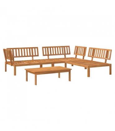 vidaXL Pallet Sofa Set | Brown | Solid acacia wood | Modular | Garden Sofa — Colour: Natural, Model: middle + 2x corner + table