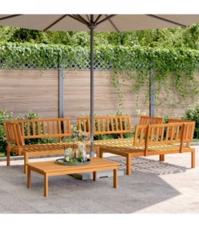 vidaXL Pallet Sofa Set | Oiled Wood | Solid Acacia wood with an oil finish — Colour: Natural, Model: 3x corner + table