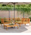 vidaXL Pallet Sofa Set | Oiled Wood | Solid Acacia wood with an oil finish — Colour: Natural, Model: 3x corner + table