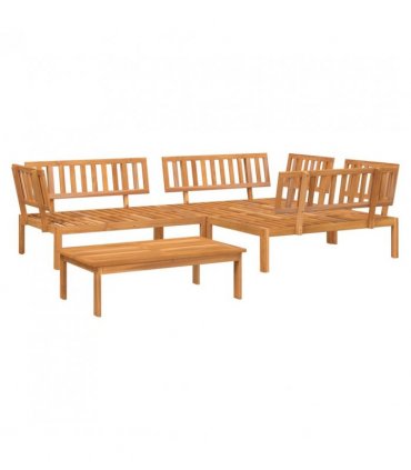 vidaXL Pallet Sofa Set | Oiled Wood | Solid Acacia wood with an oil finish — Colour: Natural, Model: 3x corner + table
