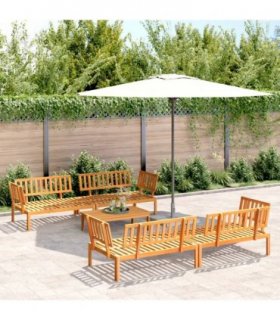 vidaXL Pallet Sofa Set | Natural Wood | Solid Acacia wood | Standard | Modular — Model: 4x corner + table