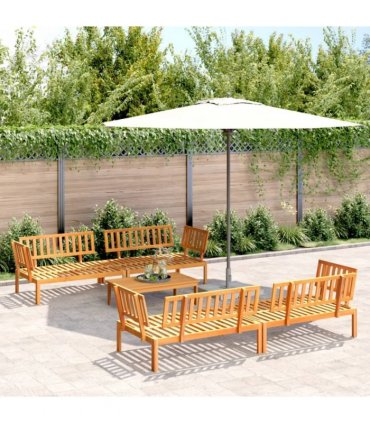 vidaXL Pallet Sofa Set | Natural Wood | Solid Acacia wood | Standard | Modular — Model: 4x corner + table