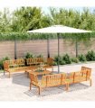 vidaXL Pallet Sofa Set | Natural Wood | Solid Acacia wood | Standard | Modular — Model: 4x corner + table