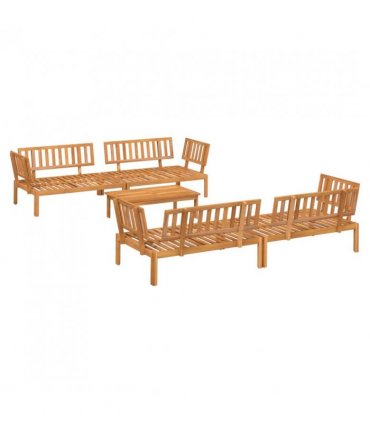 vidaXL Pallet Sofa Set | Natural Wood | Solid Acacia wood | Standard | Modular — Model: 4x corner + table