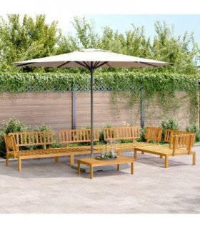 vidaXL Pallet Sofa Set | Natural wood | Solid acacia wood | Medium | Modular — Model: 3x corner + middle + table