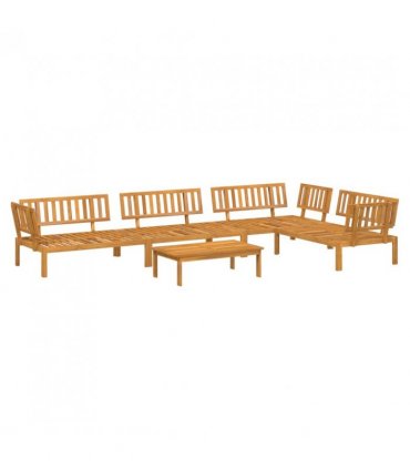 vidaXL Pallet Sofa Set | Natural wood | Solid acacia wood | Medium | Modular — Model: 3x corner + middle + table