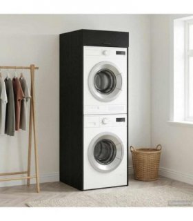 vidaXL Wash Machine Cabinet with Storage Black Oak 67.5 x 68 x 200 cm