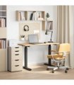 vidaXL Desk with Storage Black and Natural 120 x 60 cm Solid Oak Wood