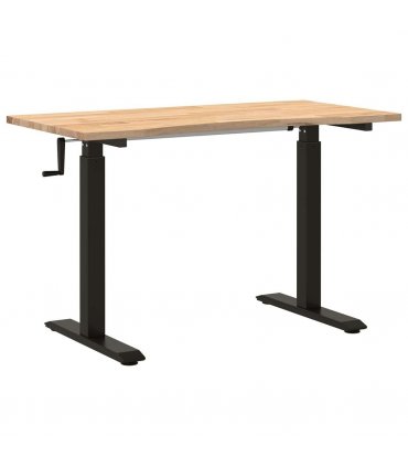 vidaXL Desk with Storage Black and Natural 120 x 60 cm Solid Oak Wood