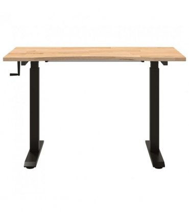 vidaXL Desk with Storage Black and Natural 120 x 60 cm Solid Oak Wood