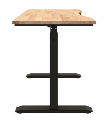 vidaXL Desk with Storage Black and Natural 120 x 60 cm Solid Oak Wood