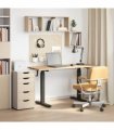 vidaXL Desk with Storage Black and Natural 140 x 60 cm Solid Oak Wood