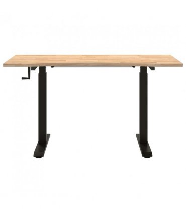 vidaXL Desk with Storage Black and Natural 140 x 60 cm Solid Oak Wood