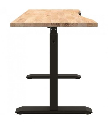 vidaXL Desk with Storage Black and Natural 140 x 60 cm Solid Oak Wood